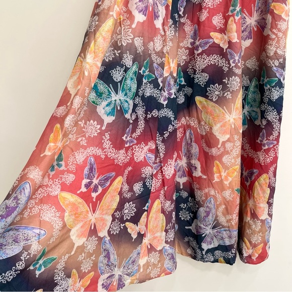 Soft Surroundings Jardin D’eau Butterfly Garden Novelty Maxi Skirt Colorful L - Picture 4 of 13